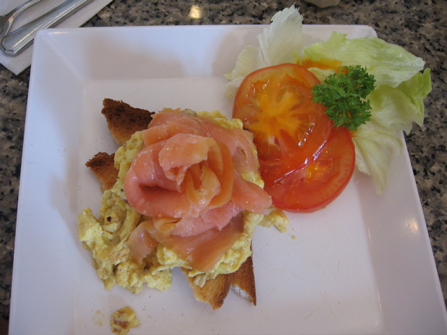 Breakfast:  Lox and Eggs on toast